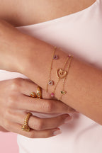 Bracelet with pink stones in hearts