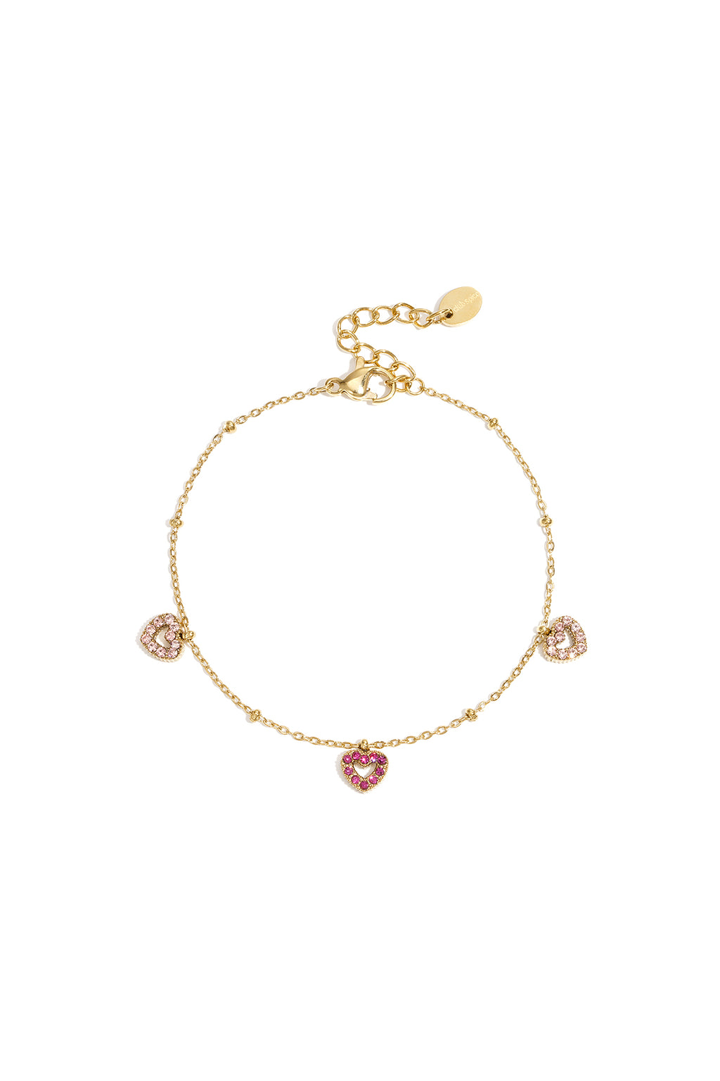 Bracelet with pink stones in hearts