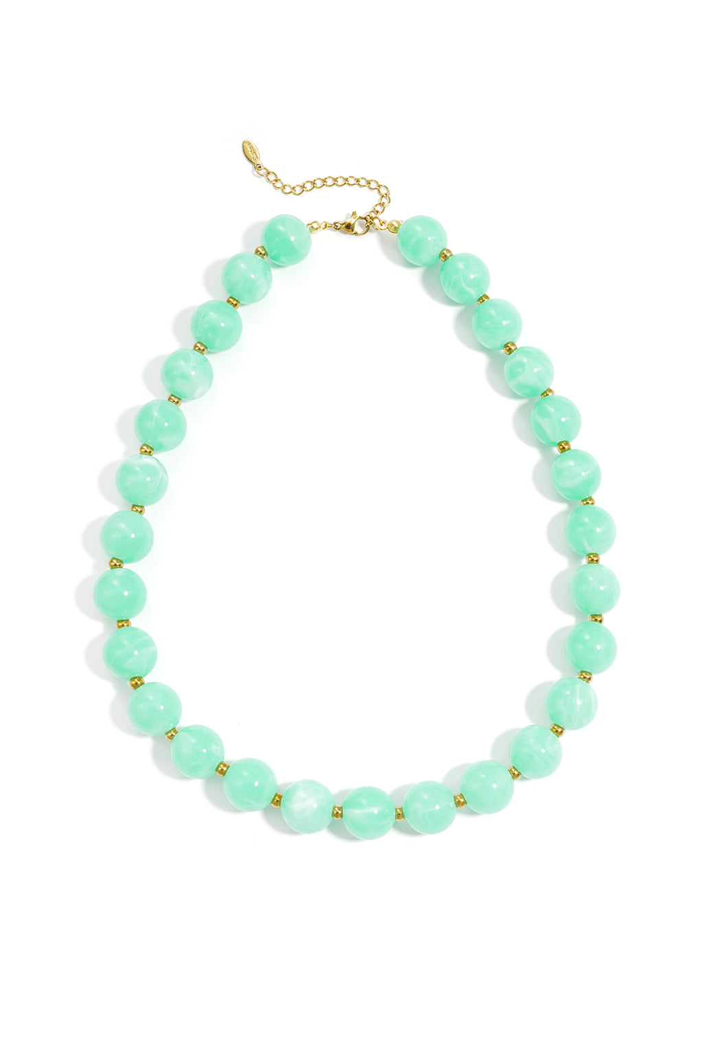 Bead necklace with gold beads 13.5mm
