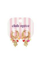 Small hoop earrings with hanging chain and beads