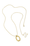 Long necklace with oval striped pendant