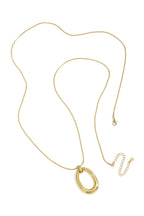 Long necklace with oval striped pendant