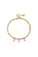 Double bracelet with beads and heart charms