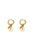 Earrings with hanging flower and beads