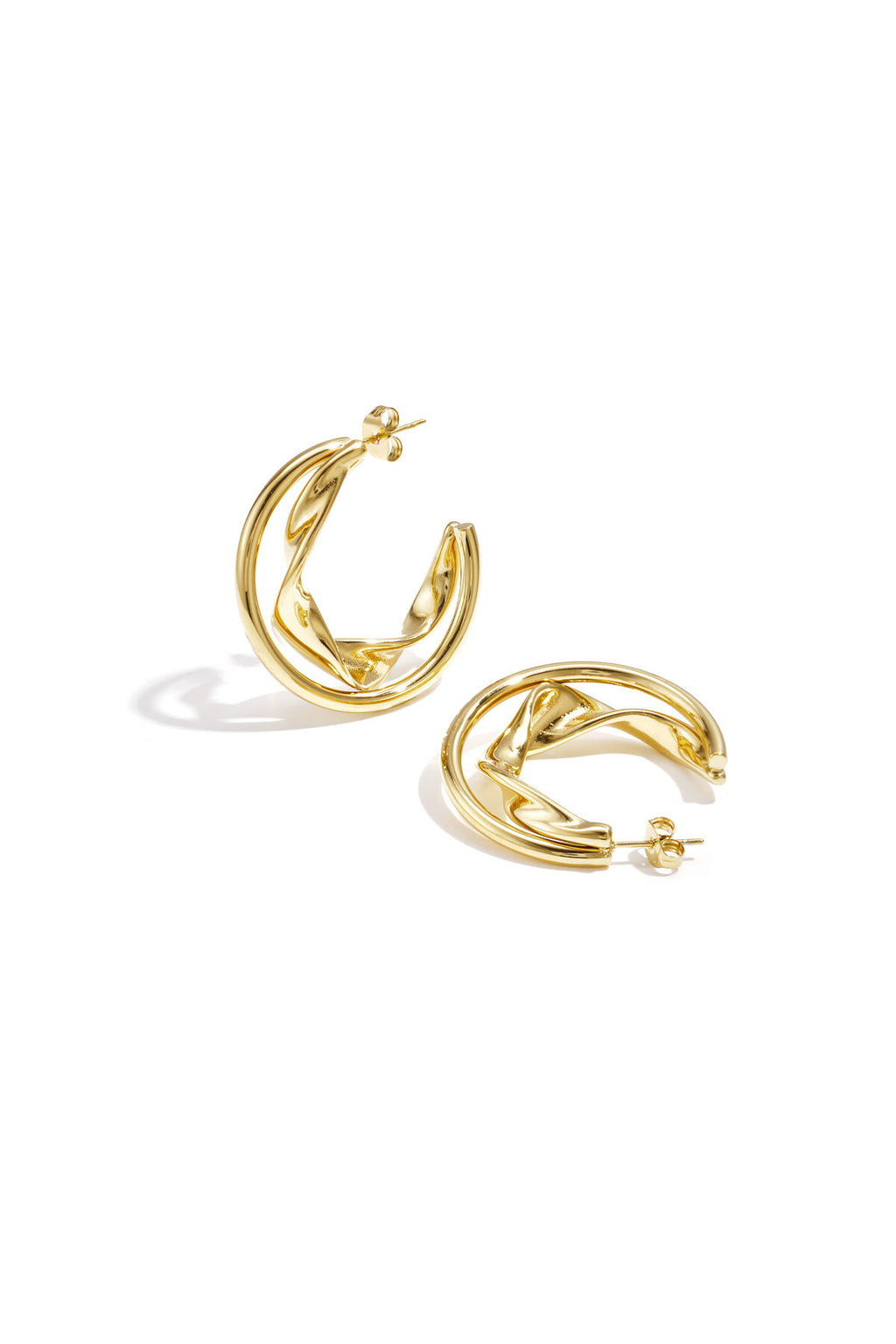 Double chunky hoop earrings with twisted detail
