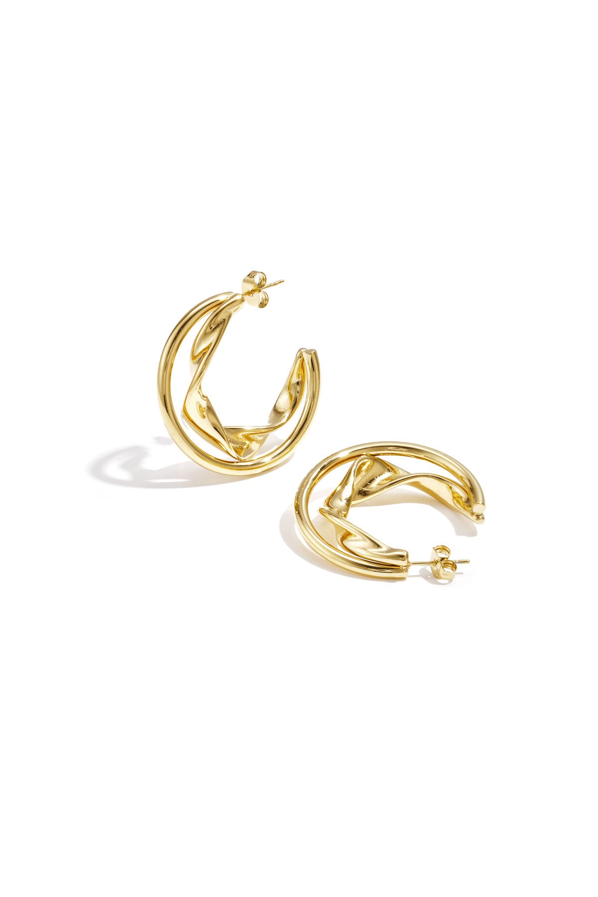 Double chunky hoop earrings with twisted detail