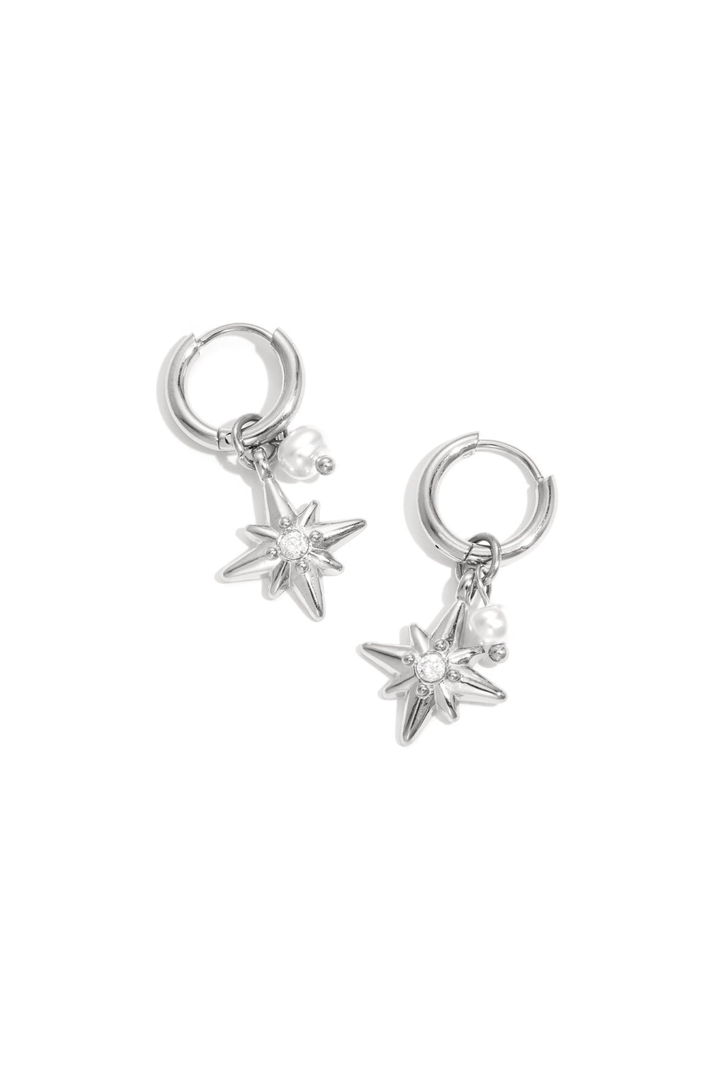 Earrings with pearl and star pendants